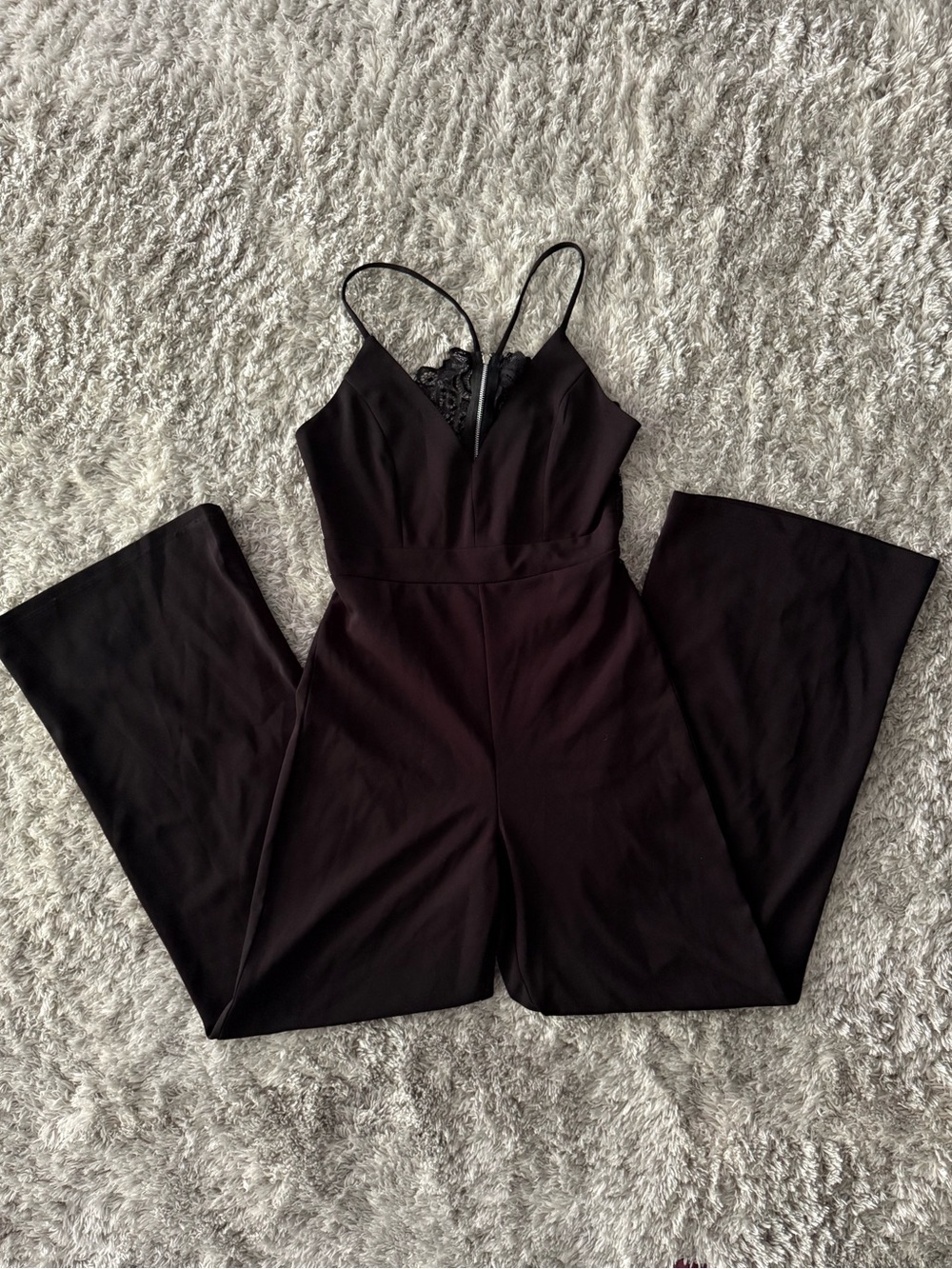 Joe & Elle Black Lace-Trim Wide-Leg Jumpsuit